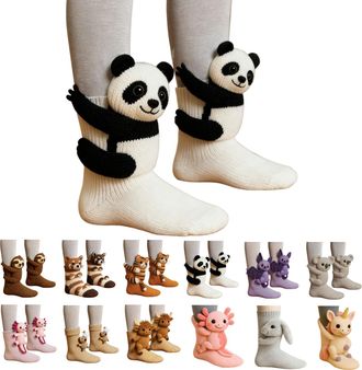 Generic 3D Knit Animal Socks, Hand Crocheted Floor Socks for Christmas, Soft Breathable Cotton Novelty Socks, Funny Gifts for Women & Men Comfy
