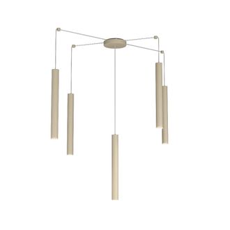 Top-Light Sospensione Moderna Round Tube Metallo Sabbia 5 Luci Gu10