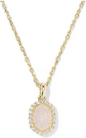 Kendra Scott Daphne Crystal Frame Short Pendant Womens Necklace Womens Necklace Gold Iridescent Drusy, Brass/Crystal/Gold-Plated