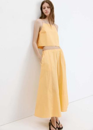 Mango Top 100% cotone spallini giallo pastello - Donna - XS - MANGO