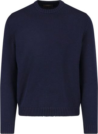 Zanone Blue Virgin Wool Ribbed Crewneck Sweater