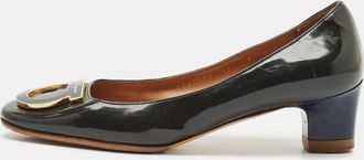 Ferragamo Green/blue Patent Leather Gancio Pumps