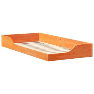 Berkfield Home Floor Bed Frame Wax brown 100 x 200 cm Solid pine wood in Orange