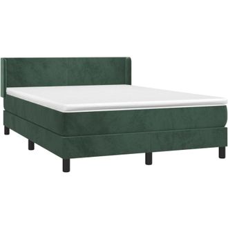 vidaXL Cama Box Spring Con Colch&oacute;n Terciopelo Verde Oscuro 140x190 Cm Vidaxl