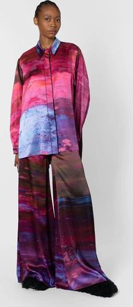 Roksanda Ilincic Arneau Abstract Brush Trouser In Purple