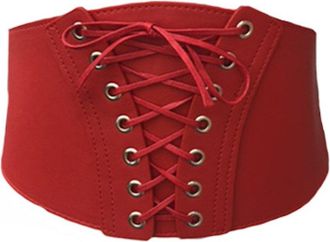 Milk Moon Vintage Ladies Waist Corset Cinched Belt (Large (UK 16-22), Red)
