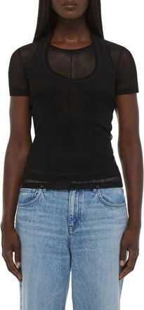 Helmut Lang Layered Mesh Top in Black at Nordstrom, Size Xx-Small