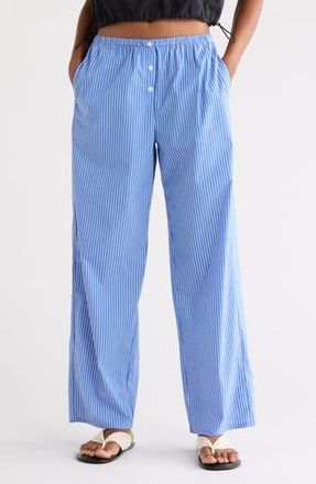 Good American Poplin Pull-On Pants in Blue White Stripe at Nordstrom Rack, Size X-Small