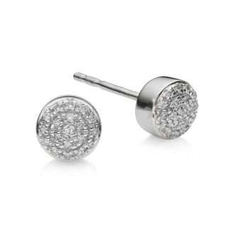 Monica Vinader Sterling Silver Fiji Mini Button Stud Earrings Diamond