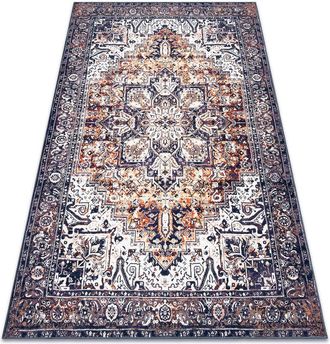 RugsX Rugsx - Antika Alfombra Ancret Sunset, Adorno Sunset, Lavable - Azul Marino / Naranja Multicolour 160x220 Cm