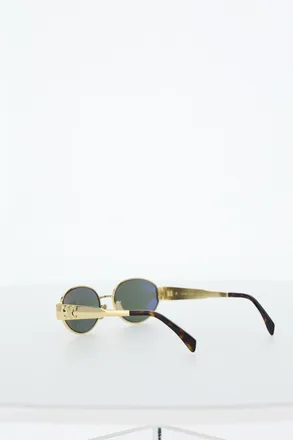 Celine Womens Triomphe Metal Sunglasses Gold-Green Gold/green