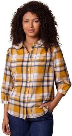 Celtic & Co. Peter Pan Collar Checked Blouse in Yellow Large Check at Nordstrom, Size 10