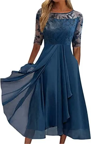 Robe De Soirée Cocktail & Mariage En Dentelle Rose - Taille 46 - Manches 3/4 - Neuf Sans étiquette