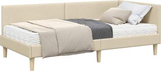 vidaXL Estructura De Cama Esquina Con Colch&oacute;n 2 Uds. Crema 90 X 190 Cm Vidaxl