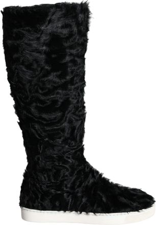 Dolce & Gabbana Black Xiangao Lamb Fur Leather Boots Womens Shoes (Pre-Owned)