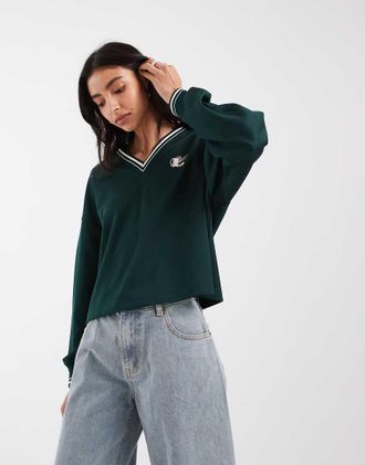 Lacoste co-ord polo con profili a contrasto e dettaglio ricamato, verde scuro