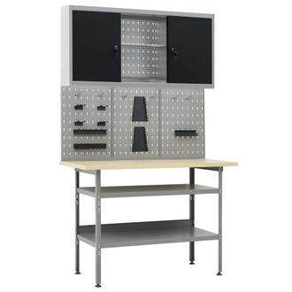 vidaXL Vidaxl - Banco De Trabajo Con Tres Paneles De Pared Y Un Armario