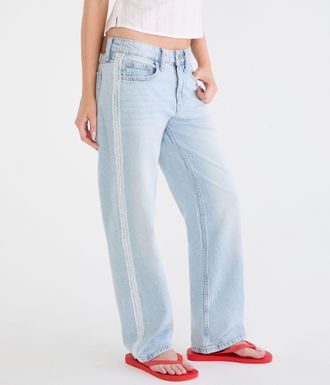 A&eacute;ropostale Low-Rise Baggy Lace Stripe Jean