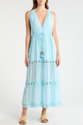 Elan Cutout Trim Sleeveless Cover-Up Maxi Dress in Blue Bright at Nordstrom, Size X-Small