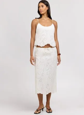 Onia Drawstring Midi Skirt in White at Nordstrom, Size X-Small