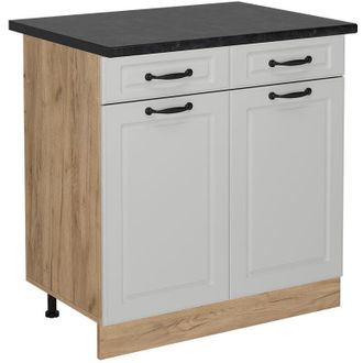 Vicco Mueble Bajo De Cocina R-line, Blanco Casa De Campo, 80 Cm, Et Antracita