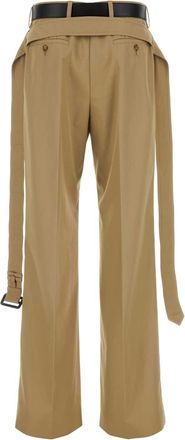 Prada Womens Twill Trousers Beige Calfskin