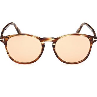 Tom Ford 53mm Round Sunglasses in Coloured Havana /Brown at Nordstrom Rack