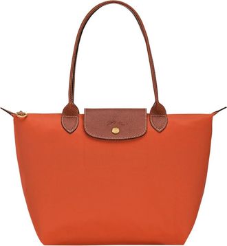 Longchamp le Pilage Original Red Medium Tote Bag With Two Top Handles And Embossed Logo On The Front In Canvas Woman