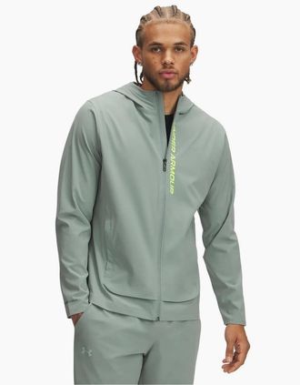 Under Armour Mens Outrun Storm Hooded Running Jacket - Green - Size: 42/Regular