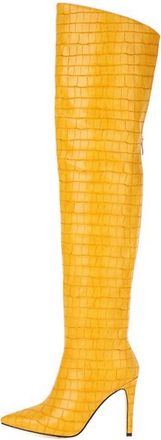 Generic Leather Over The Knee Boots Women Stiletto Tall Pointed Toe Heeled Boot Comfortable Sexy Zipper PU Womens Over The Knee Boots for Party Wedding Dating