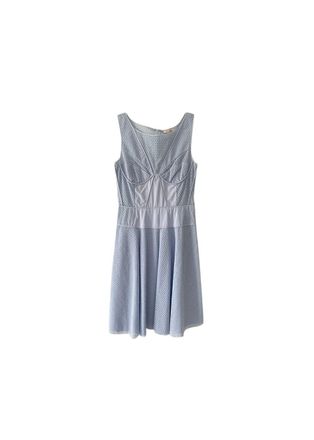 Nina Ricci Blue Broderie Anglaise Sleeveless Dress Size S