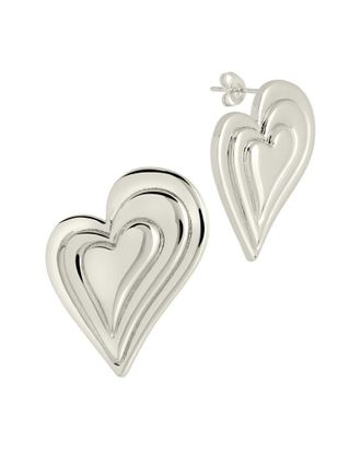 Sterling Forever Rhodium Plated Statement Beating Heart Studs