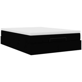 vidaXL Estructura Cama Otomana Colch&oacute;n Tela Negra 140x190 Cm Vidaxl
