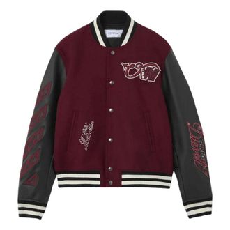 Off-white x c/o AC Milan Varsity Jacket Black Red 44MEA305G25F002125