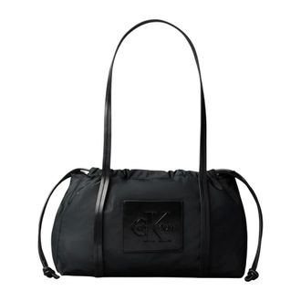 Calvin Klein Bolso Satchel de Nylon con Cord&oacute;n - Bags - Mujer - Negro - ONE SIZE