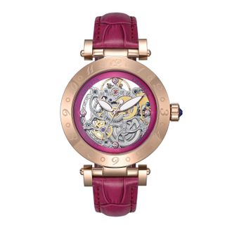 Empress Womens Theodora Automatic Leather-Band Watch - Pink Stainless Steel - One Size