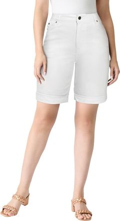 Roaman's Plus Size Easy-Wear Bermuda Short in White Denim at Nordstrom, Size 18