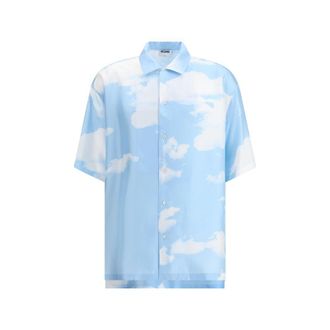 Moschino Luchtblauwe Wolkenprint Korte Mouwen