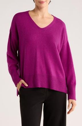 Eileen Fisher V-Neck Organic Cotton & Recycled Cashmere Blend Sweater in Berry Bloom at Nordstrom Rack, Size X-Small