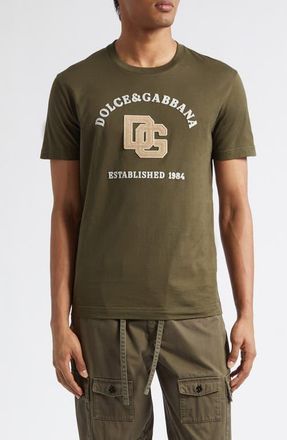 Dolce & Gabbana Logo Patch T-Shirt in Grigio Fango Scuro at Nordstrom, Size 34 Us