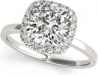 Allurez Cushion Solitaire Diamond Halo Engagement Ring 14k White Gold (1.00ct)