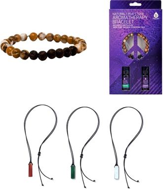 Pursonic Mindful Energy Jewelry Set Natural Lava Stone Bracelet with Essential Oils Set & Trinity Gemstone Necklace in Multicolor at Nordstrom