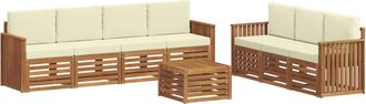 vidaXL Juegos De Sof&aacute;s 8 Uds. Natural Y Crema Madera De Acacia S&oacute;lida Vidaxl