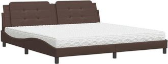 vidaXL Vidaxl - Cama Con Colch&oacute;n Cuero Sint&eacute;tico Marr&oacute;n 200x200 Cm