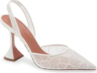 Amina Muaddi Holli Lace Slingback Pump in Ivory at Nordstrom, Size 10.5Us