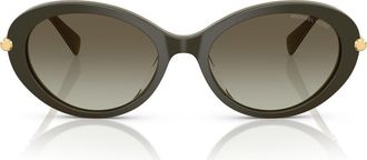 Michael Kors 53mm Gradient Oval Sunglasses in Olive Smoke /Olive Gradient at Nordstrom