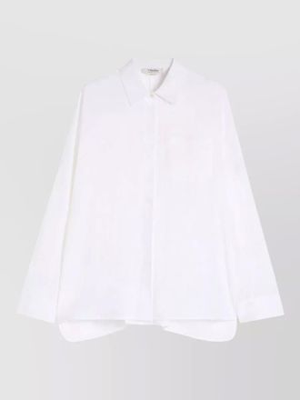 Max Mara shirt top curved hem chest pocket collar