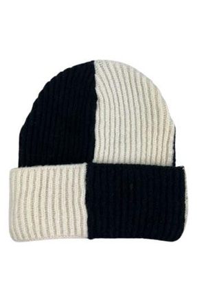MARCUS ADLER Checkered Knit Beanie in Black at Nordstrom Rack