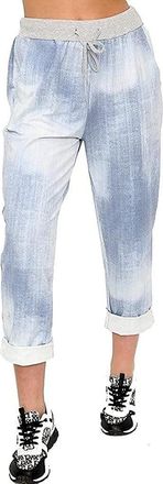 Crazy Girls Womens Plain Italian Floral Trousers, Stone Wash, XXL (UK 20-22)