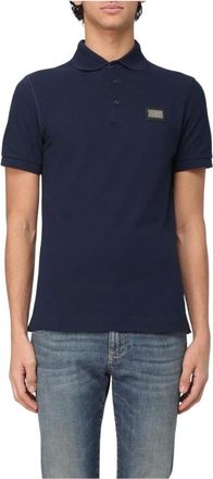 Dolce & Gabbana Tops, Heren, Blauw, S, Polo Shirt Korte Mouw Klassiek